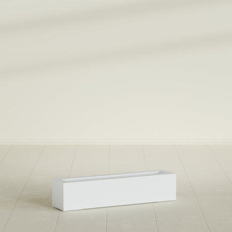 Salon Box Planter in Gloss Bright White, 36" Long, shown empty
