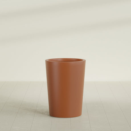 Tegel Round Tapered Planter in Matte Terra Cotta, 22"D × 30"H, shown empty