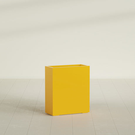 Perth Rectangular Planter in Gloss Saffron, 36"L × 16"D × 42"H, shown empty