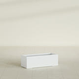 Cuba Low Rectangular Planter in Matte Bright White, 36"L × 14"D × 12"H, shown empty
