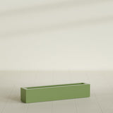 Salon Box Planter in Satin Green, 42" Long, shown empty