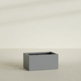Torino Wide Rectangular Planter in Matte Gunmetal, 36"L × 24"D × 18"H, shown empty