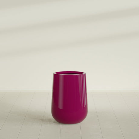 Hayden Urn Planter in Gloss Eggplant, 15"Diam × 23"H, shown empty