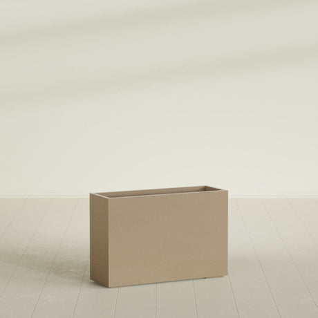 Potsdam Rectangular Planter in Gloss Metallic Gold, 48"L × 16"D × 32"H, shown empty
