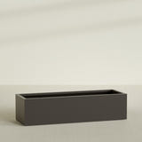 Torino Wide Rectangular Planter in Matte Dark Brown, 72"L × 24"D × 18"H, shown empty