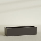 Torino Wide Rectangular Planter in Matte Dark Brown, 72"L × 24"D × 18"H, shown empty