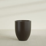 Valencia Tapered Round Planter in Matte Dark Brown, 27"D × 31"H, shown empty