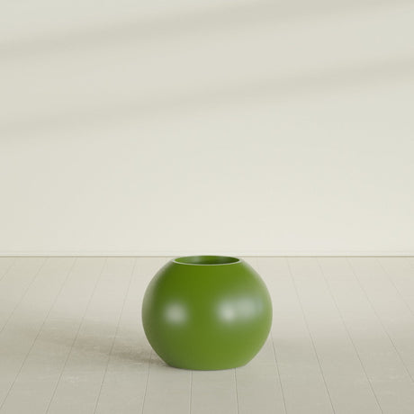 Globe Planter in Satin Green, 24"D × 19"H, shown empty