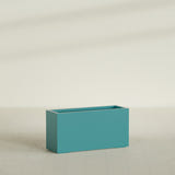 Miami Narrow Rectangular Planter in Satin Seafoam Green, 36"L × 12"D × 18"H, shown empty