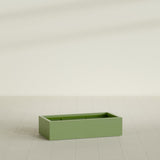 Antwerp Rectangular Planter in Satin Green, 48"L × 24"D × 12"H, shown empty