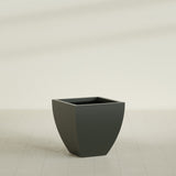 Lima Tapered Square Planter in Matte Charcoal, 24", shown empty