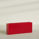 Hollywood Narrow Rectangular Planter in Gloss Red, 60"L × 12"D × 24"H, shown empty