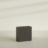Milano Narrow Rectangular Planter in Matte Dark Brown, 24"L × 10"D × 24"H, shown empty