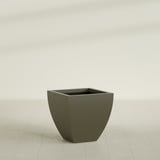 Lima Tapered Square Planter in Matte Bronze, 24", shown empty