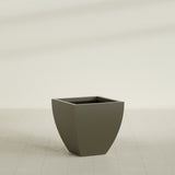 Lima Tapered Square Planter in Matte Bronze, 24", shown empty