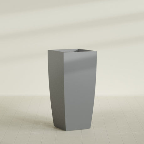 Toulan Tapered Square Planter in Matte Gunmetal, 28"W × 60"H, shown empty