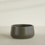 Short Hayden Bowl Planter in Matte Bronze, 20"D × 10"H, shown empty
