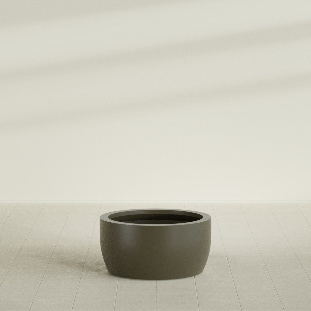 Casablanca Bowl Planter in Matte Bronze, 30"D × 15"H, shown empty