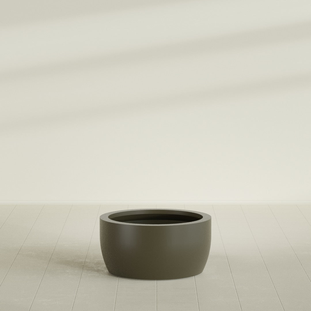 Casablanca Bowl Planter in Matte Bronze, 30"D × 15"H, shown empty