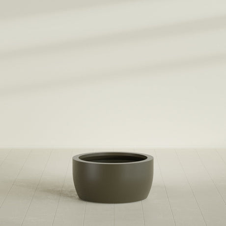 Casablanca Bowl Planter in Matte Bronze, 30"D × 15"H, shown empty