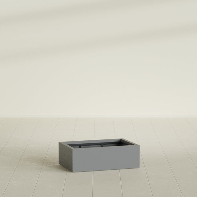 Antwerp Rectangular Planter in Matte Gunmetal, 36"L × 24"D × 12"H, shown empty
