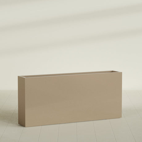 Delray Rectangular Planter in Gloss Metallic Gold, 72"L × 12"D × 32"H, shown empty