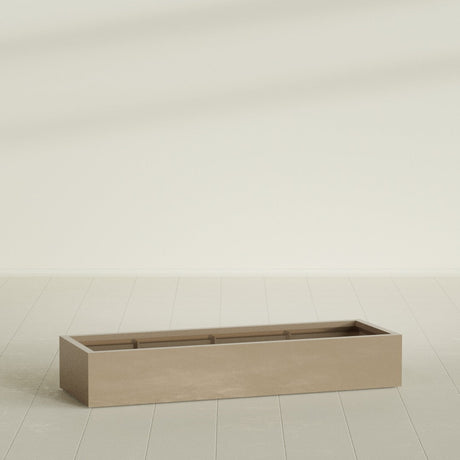 Antwerp Rectangular Planter in Gloss Metallic Gold, 72"L × 24"D × 12"H, shown empty