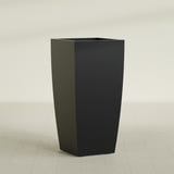 Toulan Tapered Square Planter in Matte Black, 23"W × 48"H, shown empty
