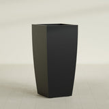 Toulan Tapered Square Planter in Matte Black, 23"W × 48"H, shown empty