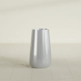 Saigon Tapered Round Planter in Metallic Silver, 14"D × 30"H, shown empty
