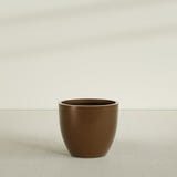 Wannsee Round Planter in Metallic Bronze, 39"D × 34"H, shown empty