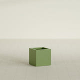 Montroy Cube Planter in Satin Green, 16", shown empty