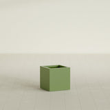 Montroy Cube Planter in Satin Green, 16", shown empty