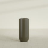 Saint Tropez Bullet Round Planter in Matte Bronze, 20"D × 43"H, shown empty