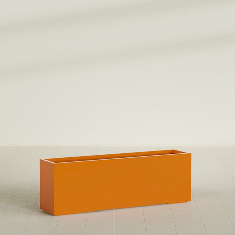 Tolga Rectangular Planter in Gloss Tangerine, 72"L × 16"D × 24"H, shown empty