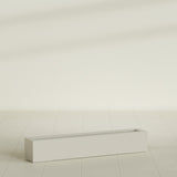 Salon Box Planter in Satin Beige, 48" Long, shown empty