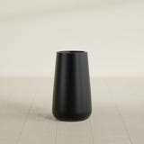 Saigon Tapered Round Planter in Matte Black, 14"D × 30"H, shown empty
