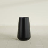 Saigon Tapered Round Planter in Matte Black, 14"D × 30"H, shown empty