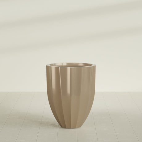 Alicante Fluted Planter in Gloss Metallic Gold, 26"D × 32"H, shown empty