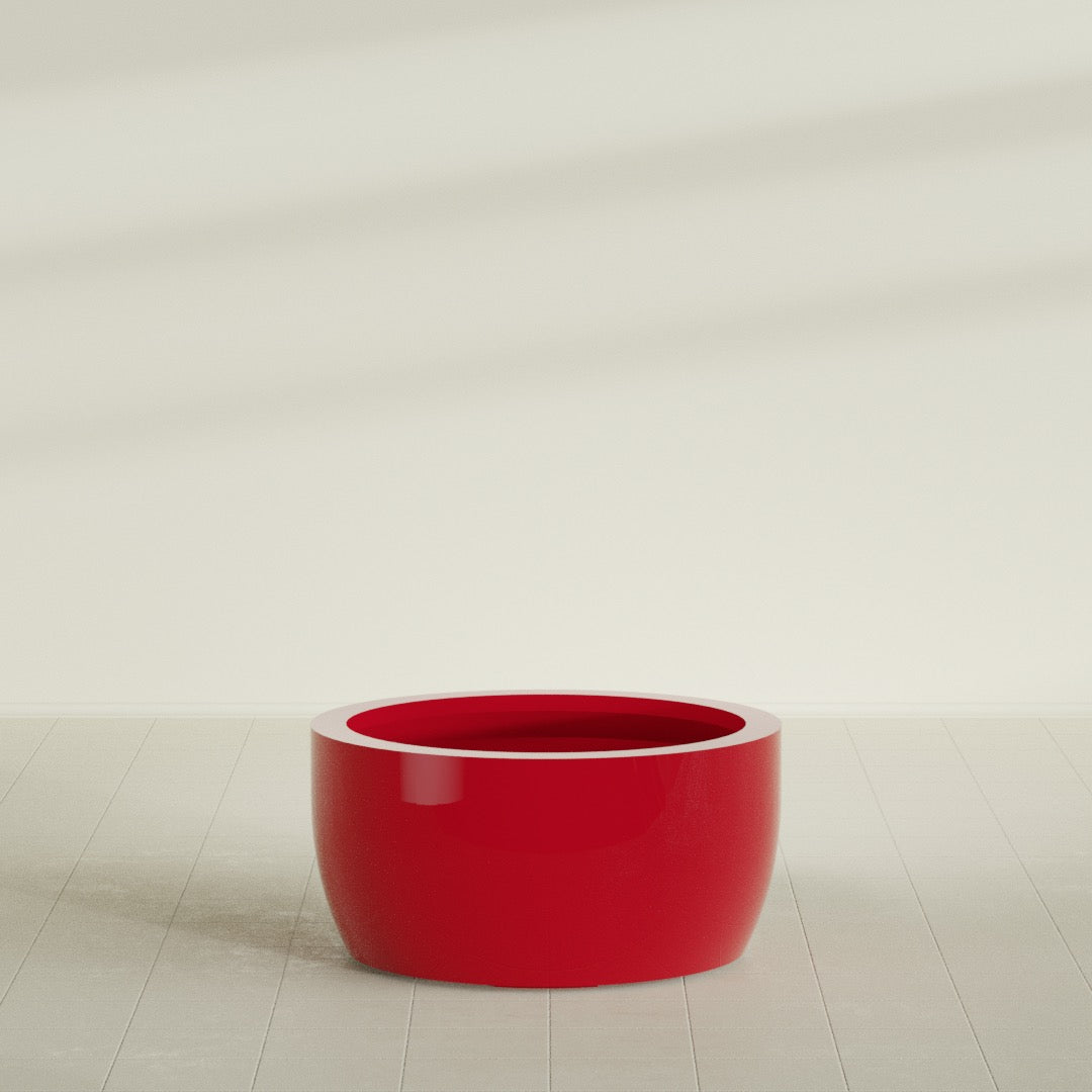 Casablanca Bowl Planter in Gloss Red, 36"D × 18"H, shown empty