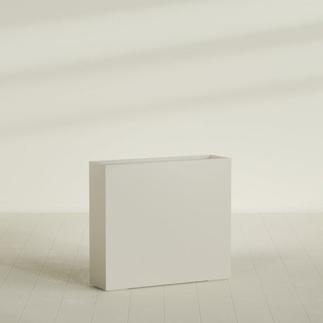 Amesbury Narrow Rectangular Planter in Satin Beige, 36"L × 10"D × 32"H, shown empty