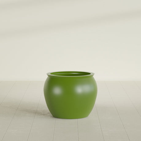 Shanghai Fishbowl Planter in Satin Green, 22", shown empty
