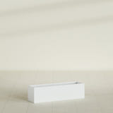 Monaco Rectangle Planter in Matte Bright White, 26"L, shown empty