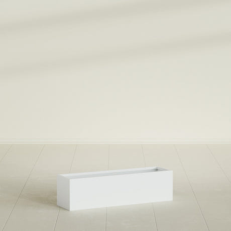 Monaco Rectangle Planter in Matte Bright White, 26"L, shown empty