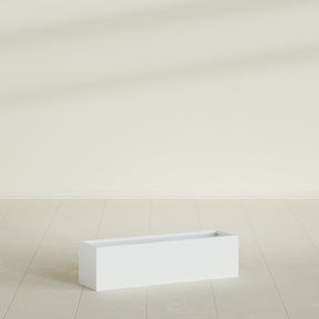 Monaco Rectangle Planter in Matte Bright White, 26"L, shown empty