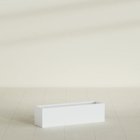 Monaco Rectangle Planter in Matte Bright White, 26"L, shown empty