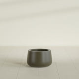 Short Hayden Bowl Planter in Matte Bronze, 12"D × 7"H, shown empty