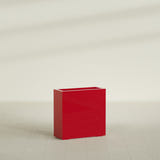 Milano Narrow Rectangular Planter in Gloss Red, 24"L × 10"D × 24"H, shown empty