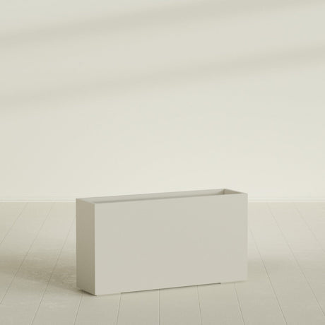 Potsdam Rectangular Planter in Satin Beige, 60"L × 16"D × 32"H, shown empty