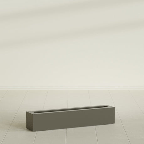 Salon Box Planter in Matte Bronze, 42" Long, shown empty